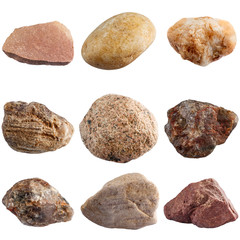Fototapeta na wymiar Set of stones isolated on white background. Natural minerals min