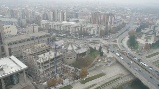 Aerial view of Macedonian capital city Skopje