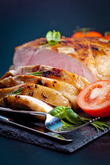 Bacon block boiled in low temperaturee, followed by roasting (So