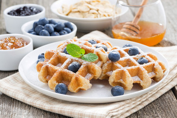 delicious waffles for breakfast, horizontal