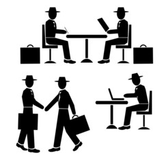 Man sit at the tabSilhouette businessman at work - vector set