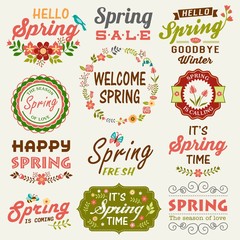 Spring typography design elements collection
