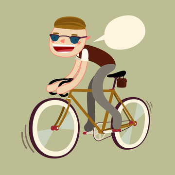 hipster boy riding bike