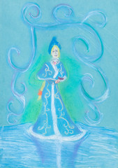 Obraz na płótnie Canvas snow maiden on blue ice