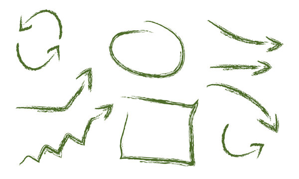 fl&egrave;ches, carr&eacute;, rond, fusain