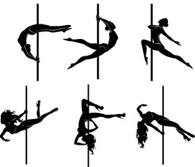 Six pole dancers