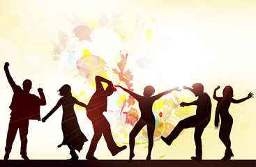 dancing people silhouettes with background