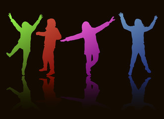 happy people silhouettes