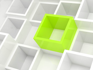 Abstract 3d design background, white and green cells