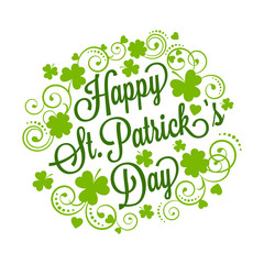 St. Patrick's card with clover and typography