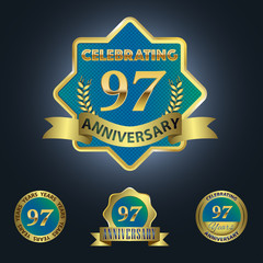 Celebrating 97 Years Anniversary - Blue seal with golden ribbon