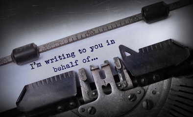 Vintage inscription made by old typewriter