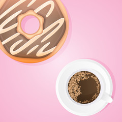 Donut with cup of coffee