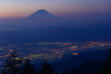 Kofu city and Mt.Fuji at dawn