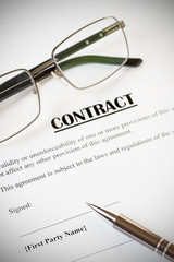Contract and Pen with Glasses