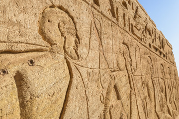 Wall carving, the Great Temple of Abu Simbel, Egypt