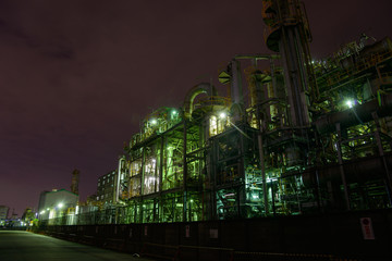 Fototapeta na wymiar Night view of Factories in Kawasaki, Kanagawa, Japan