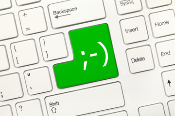 White conceptual keyboard - Smiley with a wink (green key)