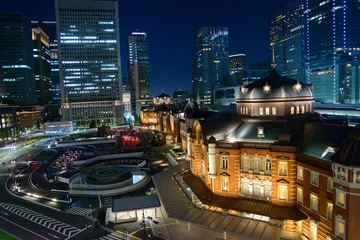 Schilderijen op glas Night view of Tokyo Station © Scirocco340