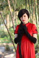 happy Chinese new year. beautiful young Asian woman dress tradit