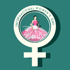 International Women's Day celebration with female symbol.