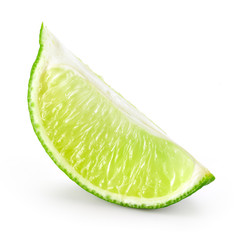 Fototapeta na wymiar Lime fruit. Slice isolated on white