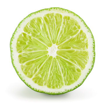 Lime half. Slice isolated on white background