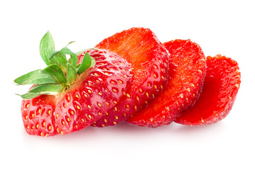 Strawberry. Berry slices isolated on white