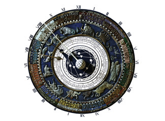Fototapeta na wymiar Clock with constellation map