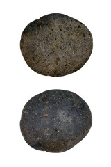 The round stone is isolated on a white background