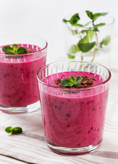 berry smoothie, milkshake, yogurt, dessert