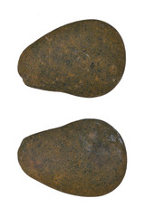 The round stone is isolated on a white background