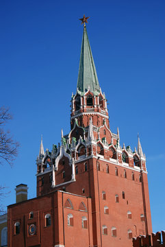 Old tower in Moscow Kremlin. UNESCO Heritage Site.