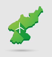 North Korea map with a wind generator
