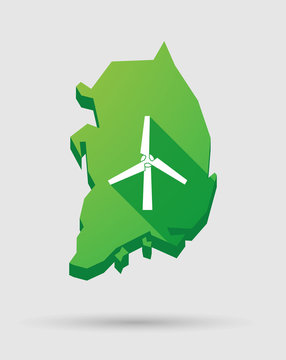 South Korea map icon with a wind generator
