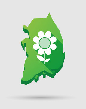 South Korea map icon with a flower