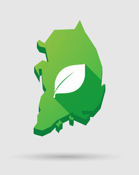 South Korea map icon with a leaf