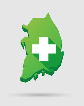 South Korea map icon with a pharmacy sign