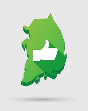 South Korea map icon with a thumb up hand