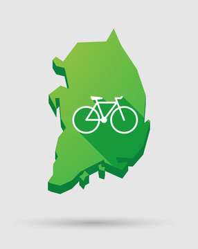 South Korea map icon with a bicycle
