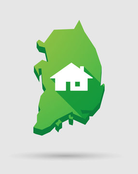 South Korea map icon with a house