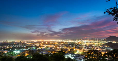 Oil refinery power station at twilight