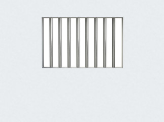The interior of the prison cell, barred window