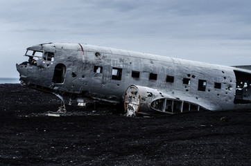 Plane wreck in wilderness, Iceland