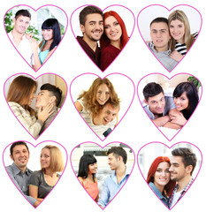 Fototapeta premium Happy loving couples portraits in collage