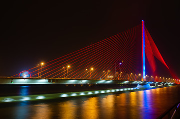Night view of bridge Danang Vietnam