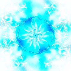 Fototapeta na wymiar Decorative fractal wallpaper - intricate patterns of blue light