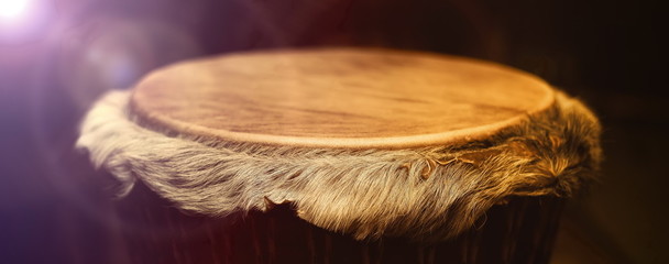 Original african djembe drum with leather lamina with beautiful