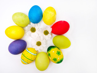 Circle of colored Easter eggs