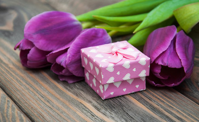 Tulips with gift box